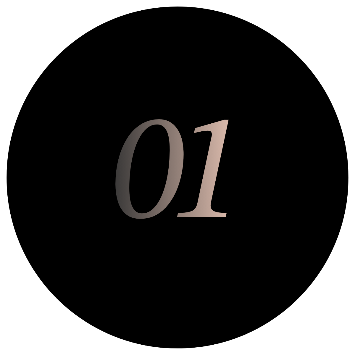 Black background with large, faded gray number 01 in the center.