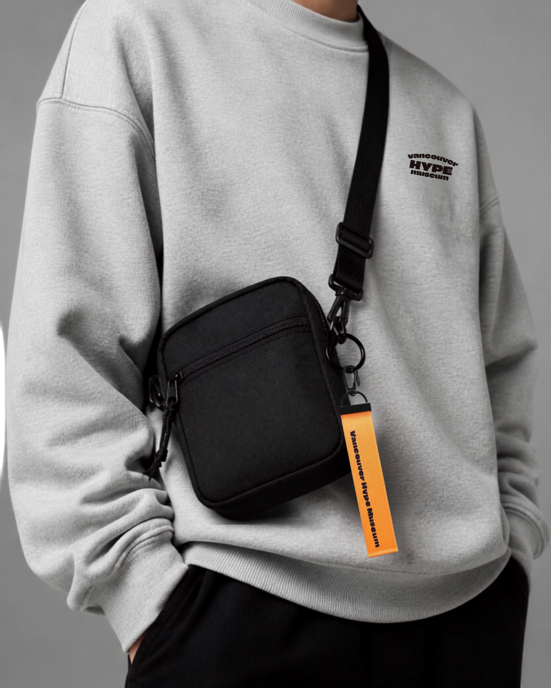 Acrylic Graphic Strap Keychain - Neon Orange