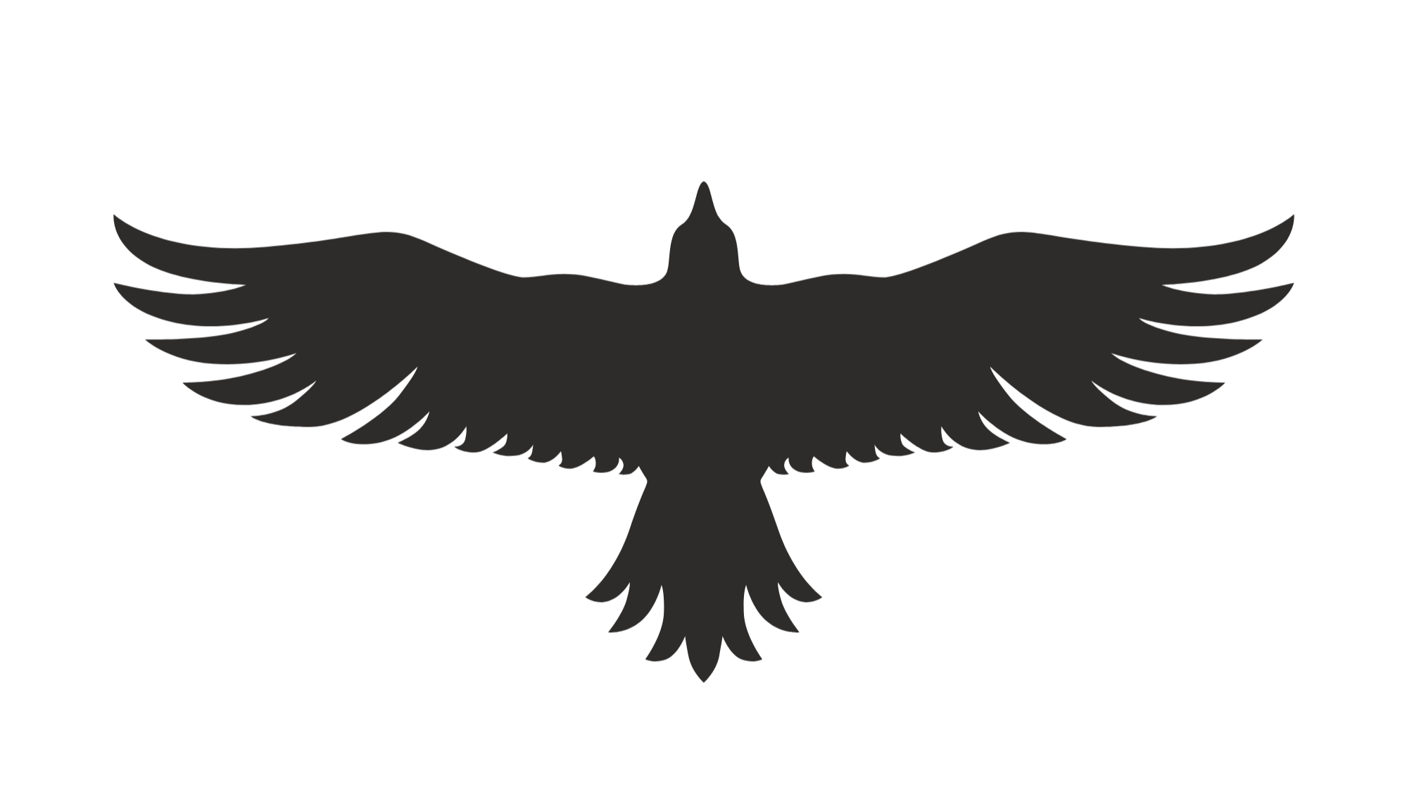 Silhouette of a bird with outstretched wings and a crest on its head.