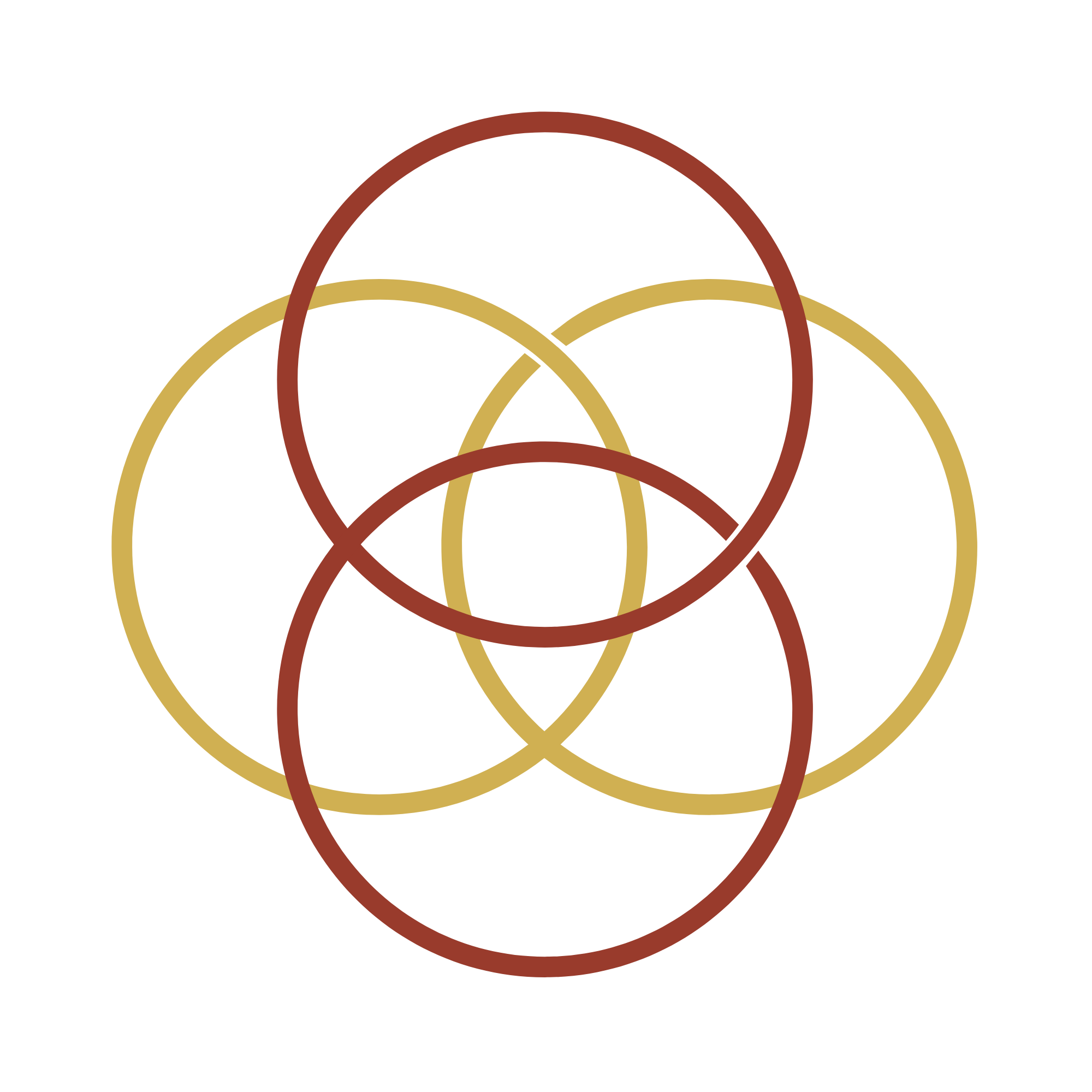 Geometric drawing of an outline square with sections divided by vertical, horizontal, and half circle lines.