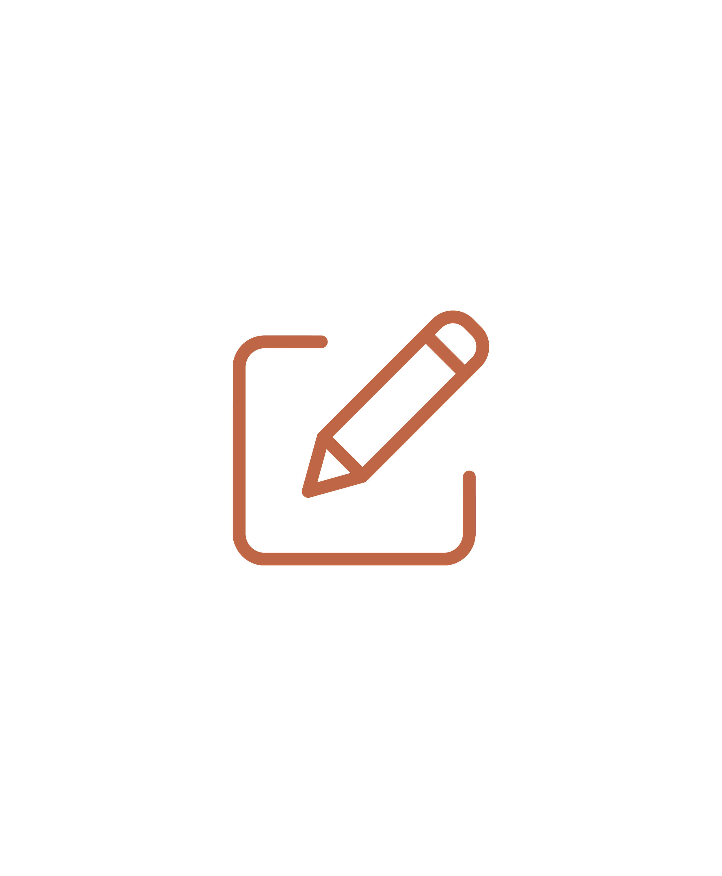 A line illustration of a pencil hovering above a sheet of paper, representing writing and editing, by OLA Creative Studio