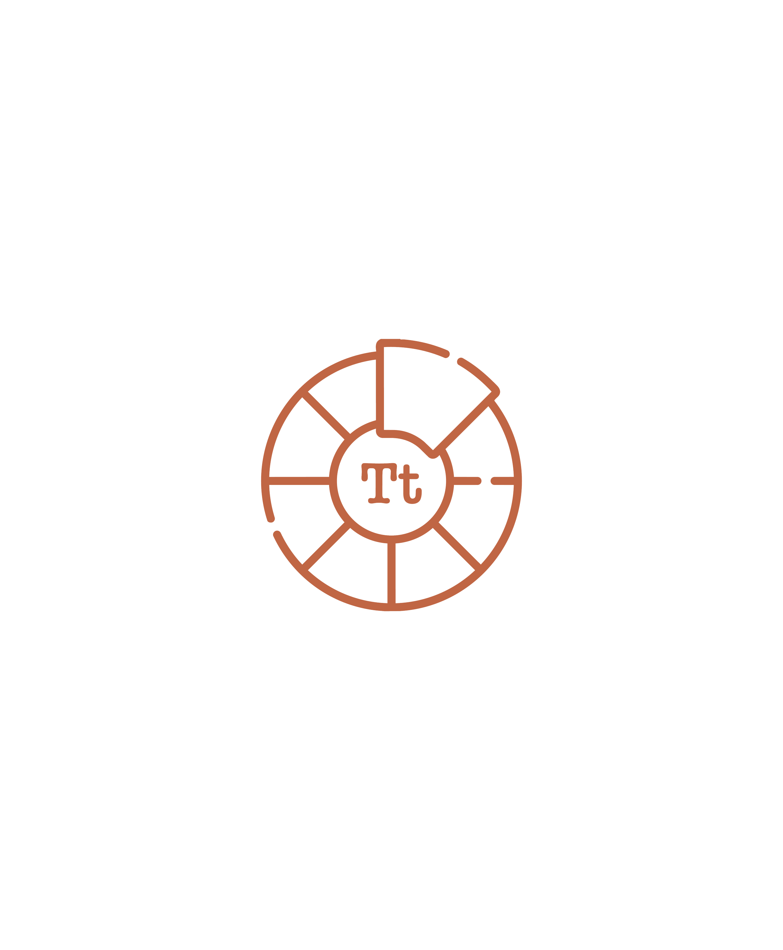 A circular segmented illustration with radiating lines, representing brand strategy, by OLA Creative Studio