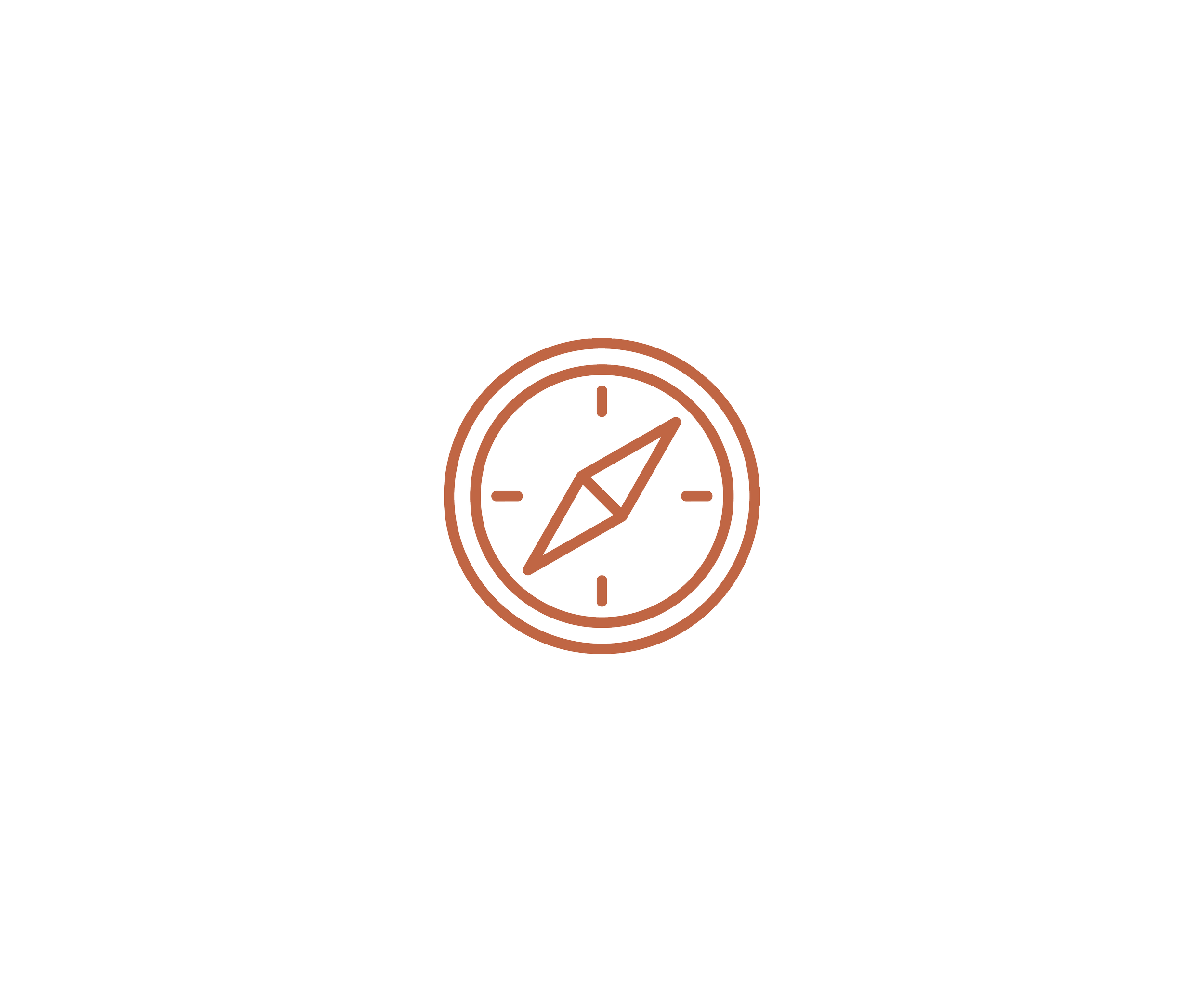 An outline illustration of a compass, representing direction and strategic guidance, by OLA Creative Studio