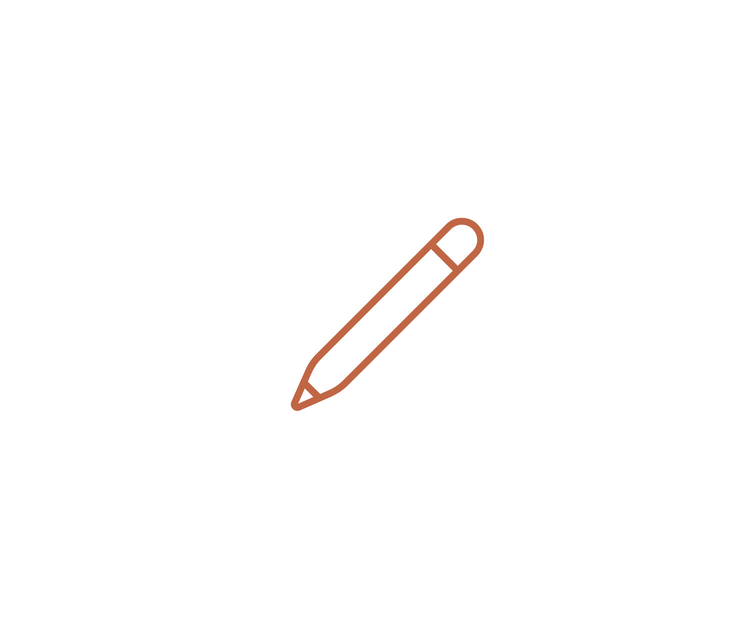 An outline illustration of a pen, representing writing and creative direction, by OLA Creative Studio
