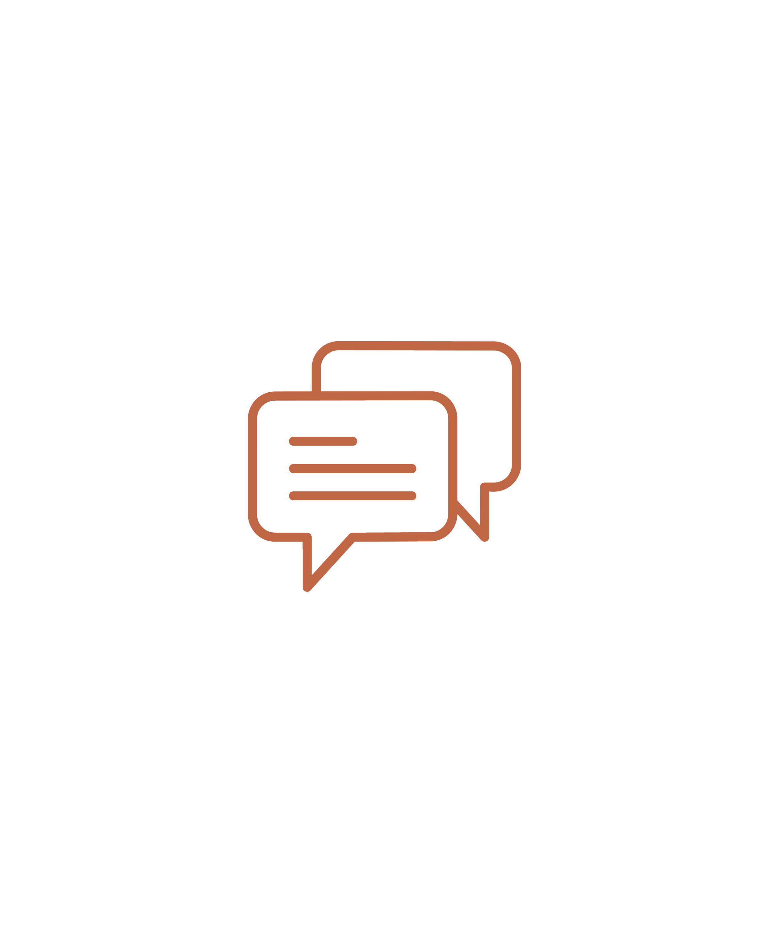 An outline illustration of two overlapping speech bubbles, representing ongoing advisory and partnership, by OLA Creative Studio