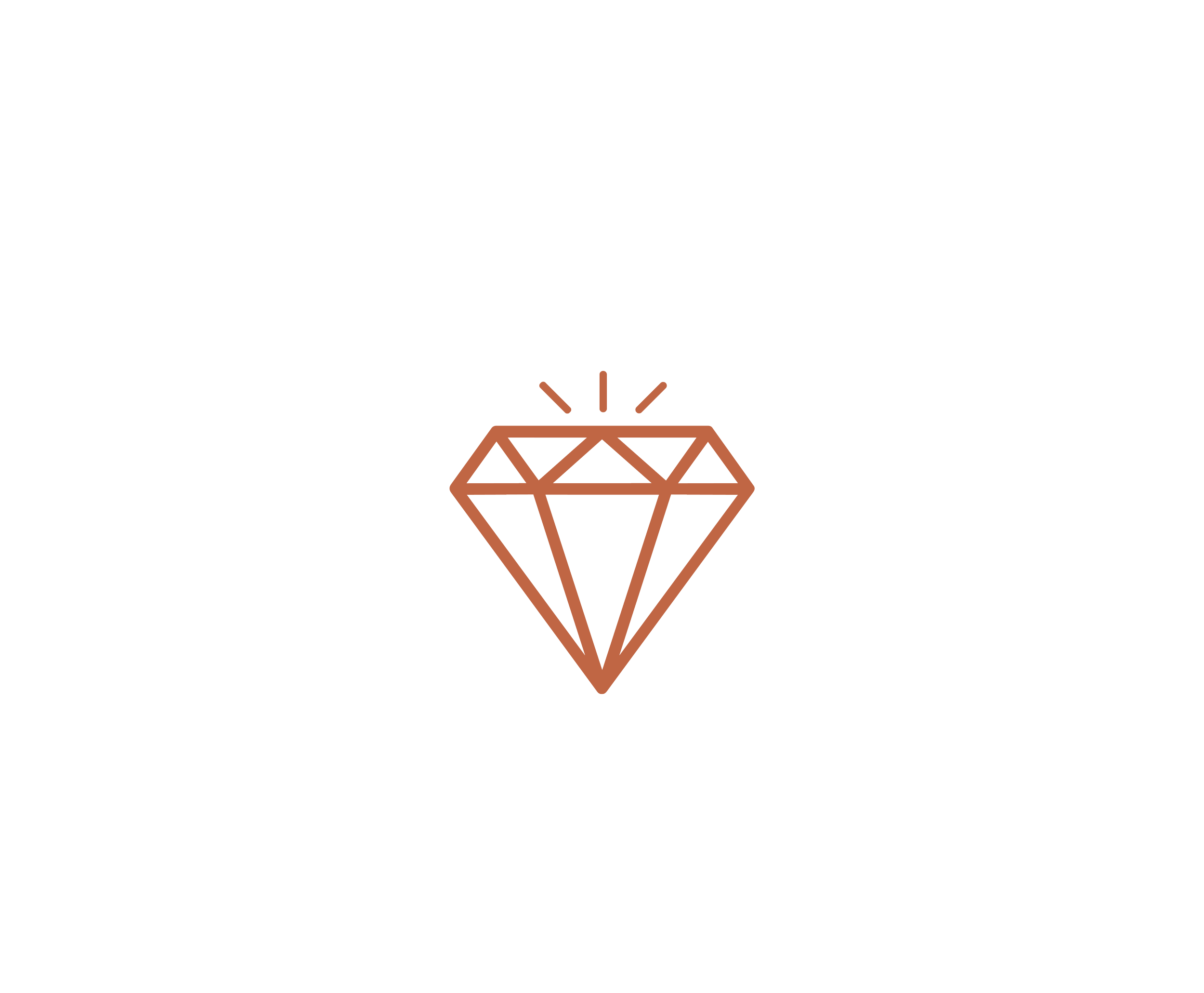 An outline illustration of a polished diamond, representing refinement and finishing touches, by OLA Creative Studio