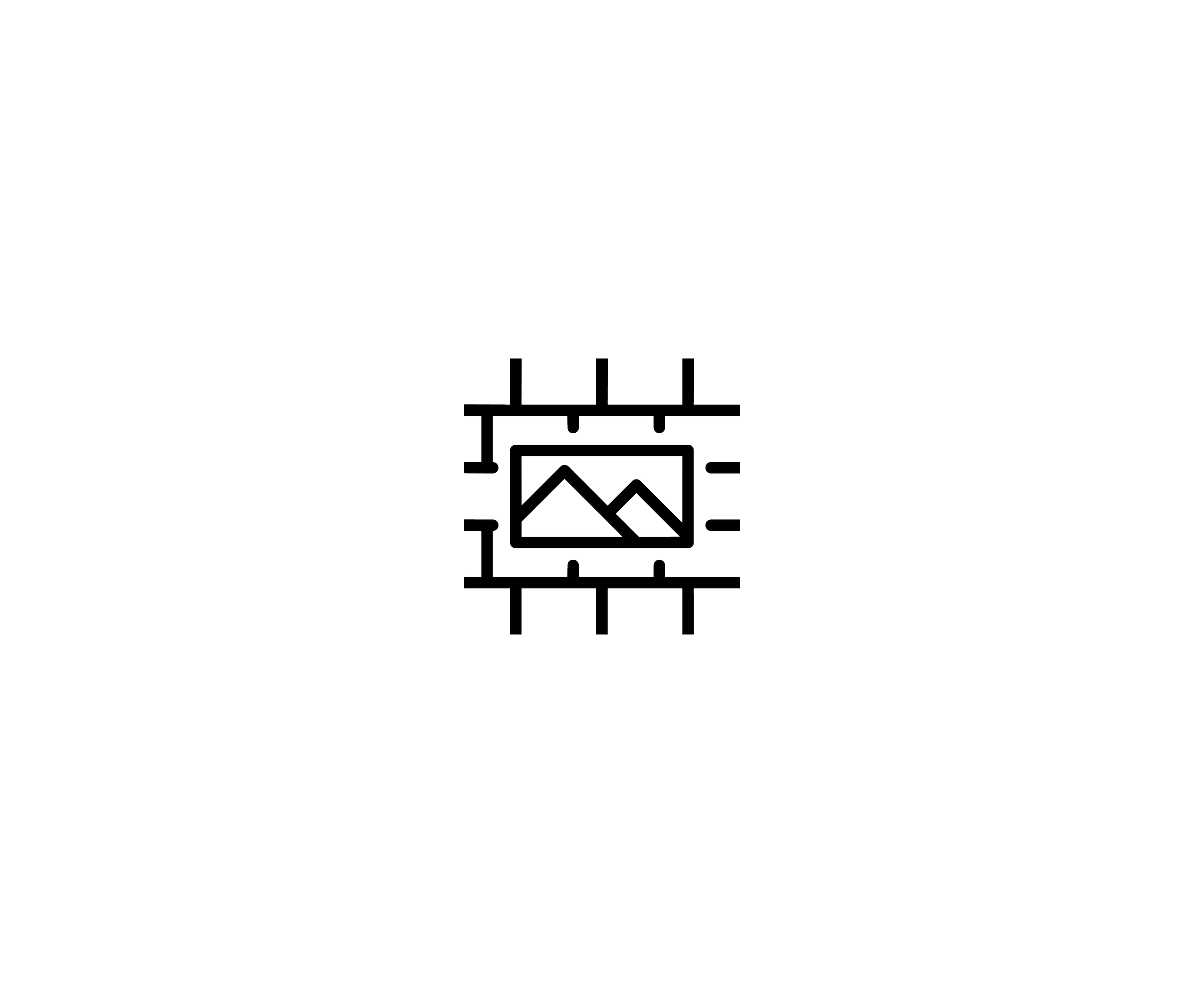 An outline illustration of a photo inside a space, representing interior design styling, by OLA Creative Studio