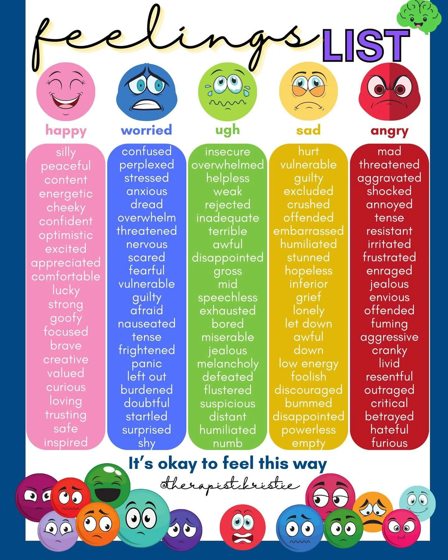 Spent the weekend in @canva making fun therapy tools 💕 #feelyourfeelings #feelingslist #copingskills