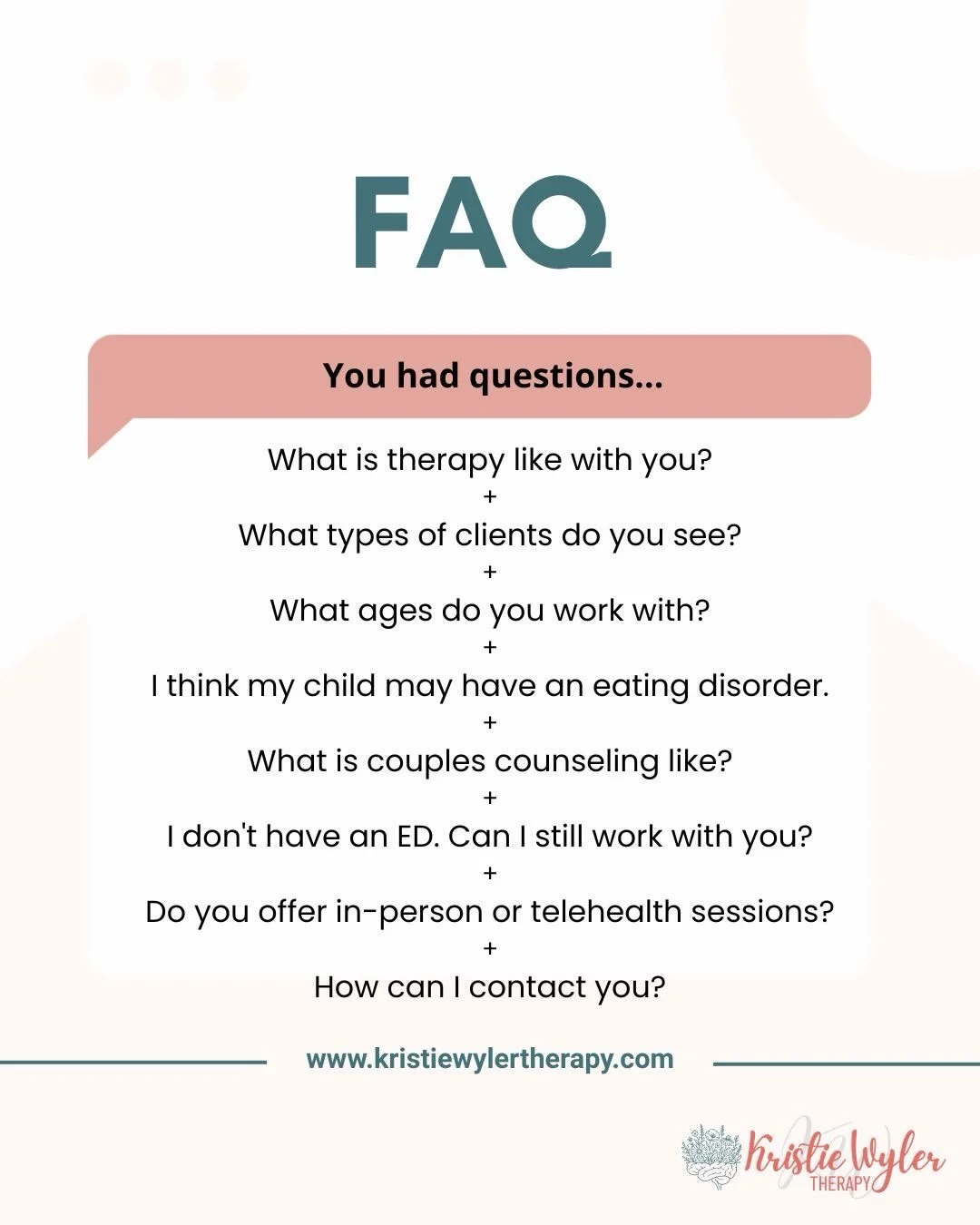 What other questions can I answer for you?? 

#mentalhealth #therapist #michiganmentalhealth #faq #annarbortherapist