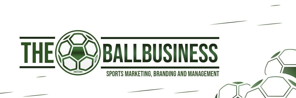 Logo for The BallBusiness, a sports marketing, branding, and management company featuring a green soccer ball graphic.