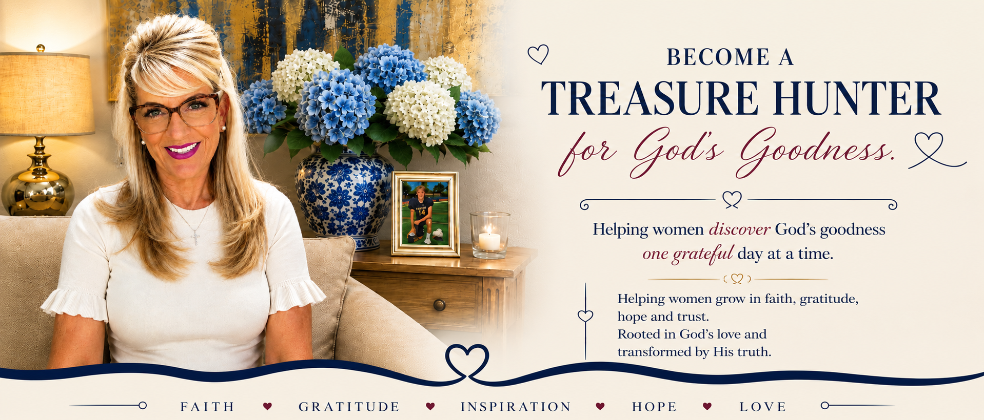 Christian author Kelley Cain sharing faith, hope, gratitude, and encouragement through The Abundant Heart Journal.