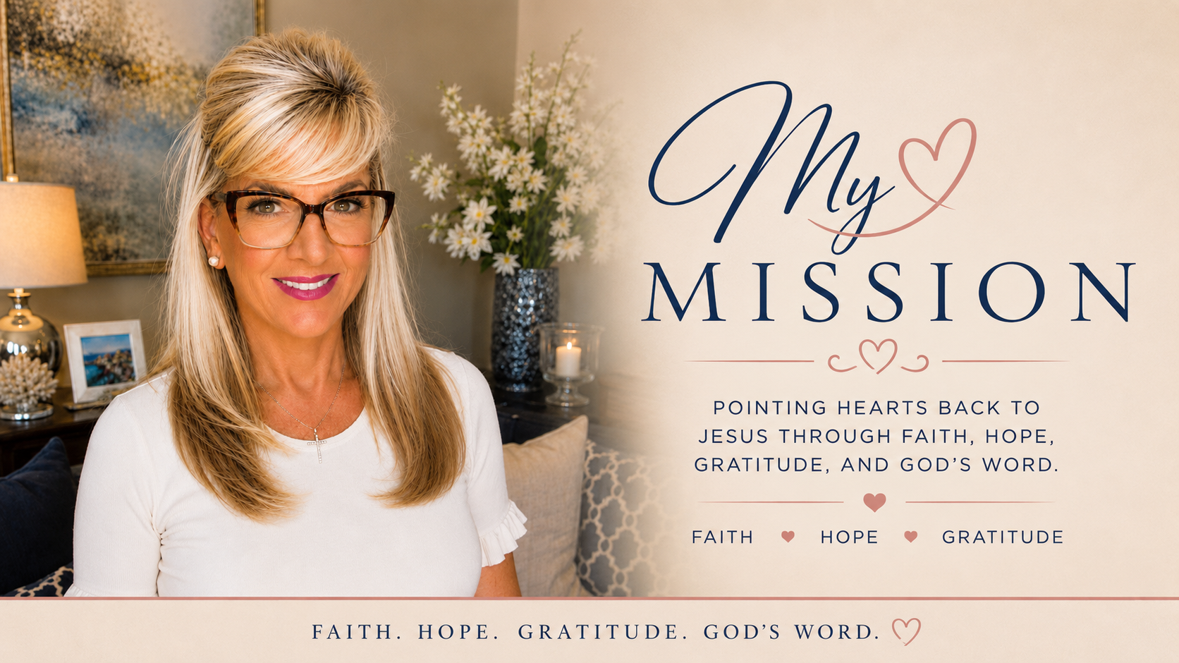 Portrait of Christian author Kelley Cain encouraging others to grow in faith, hope, gratitude, and God’s Word.