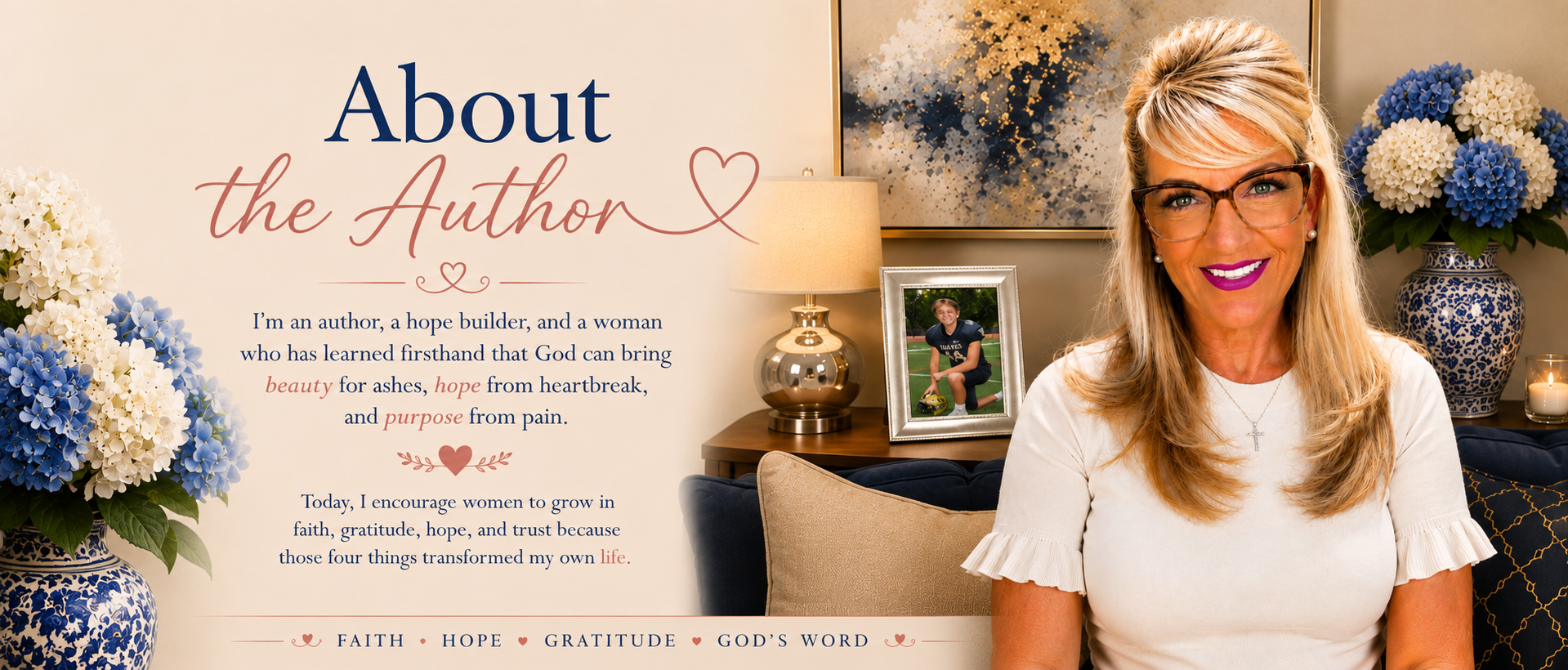 Portrait of Christian author Kelley Cain sharing her story of faith, hope, and God’s faithfulness.