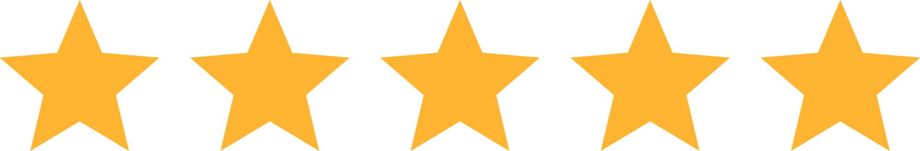 Five gold stars in a horizontal row.
