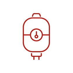 Outline of a backpack with a circular clock or timer on the front