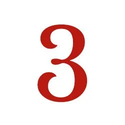 Red number three on a white background