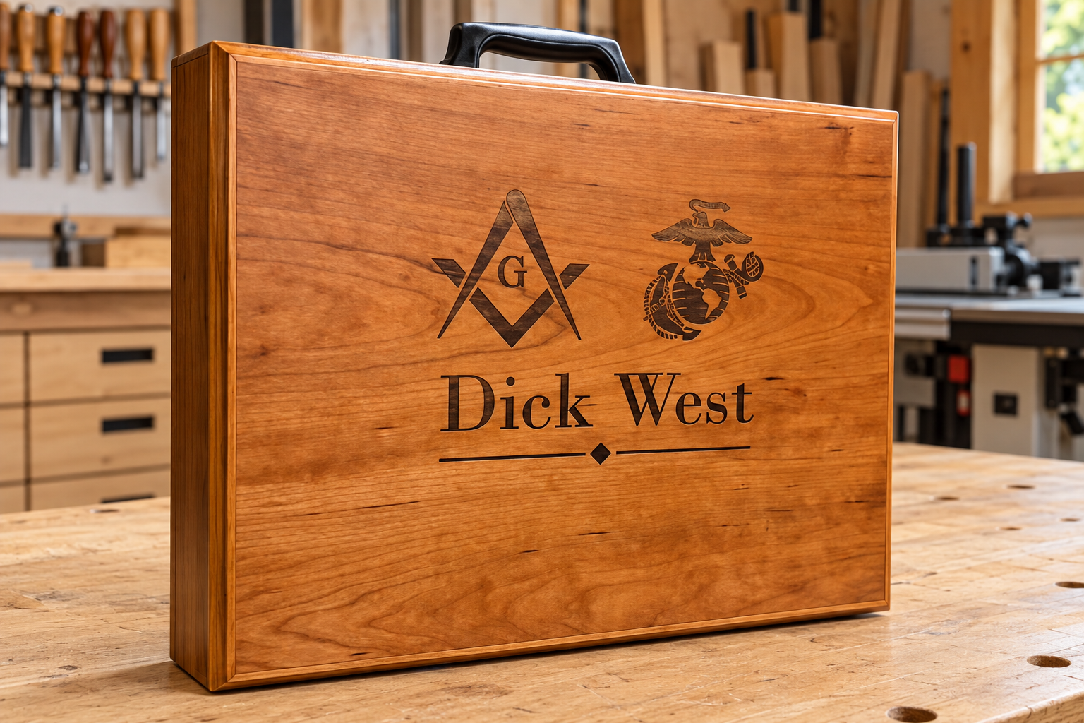 Personalized Wooden Briefcase
Custom CNC Carved Hardwood