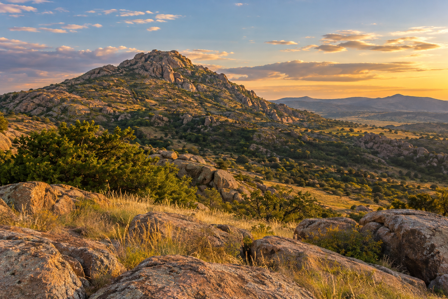 Wichita Mountains landscape in Southwest Oklahoma
