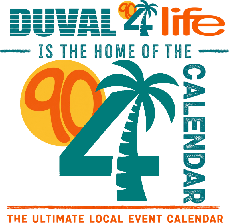 Celebrating 40 years of the 90s with a palm tree, a sunset, and text promoting an event or milestone.