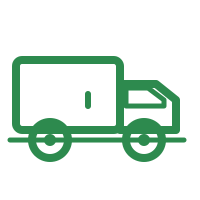 Green outline icon of a delivery truck