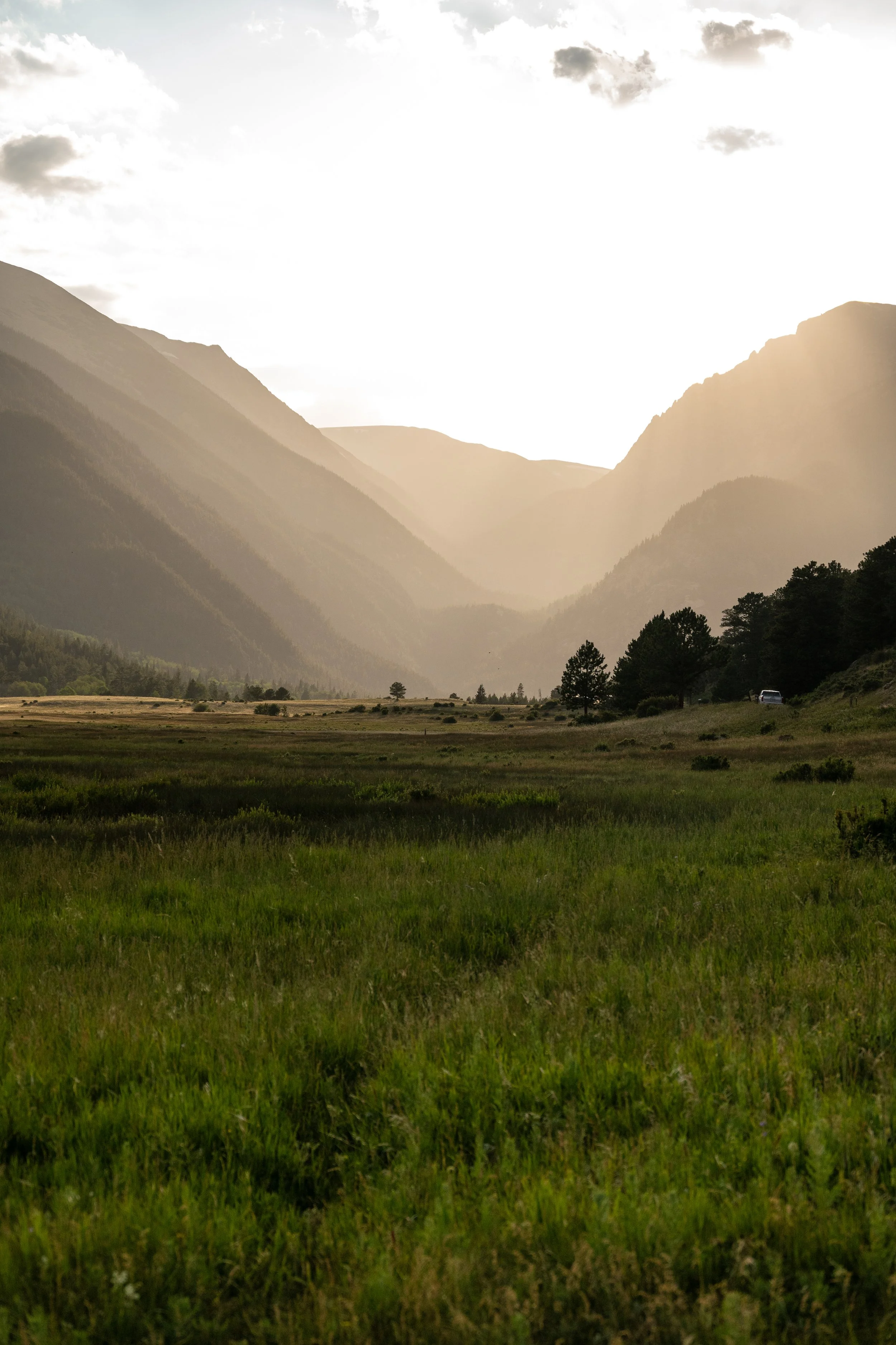 Sunset in Rocky Mountain National Park, looking into Horseshoe Park, 16 Jul 2026