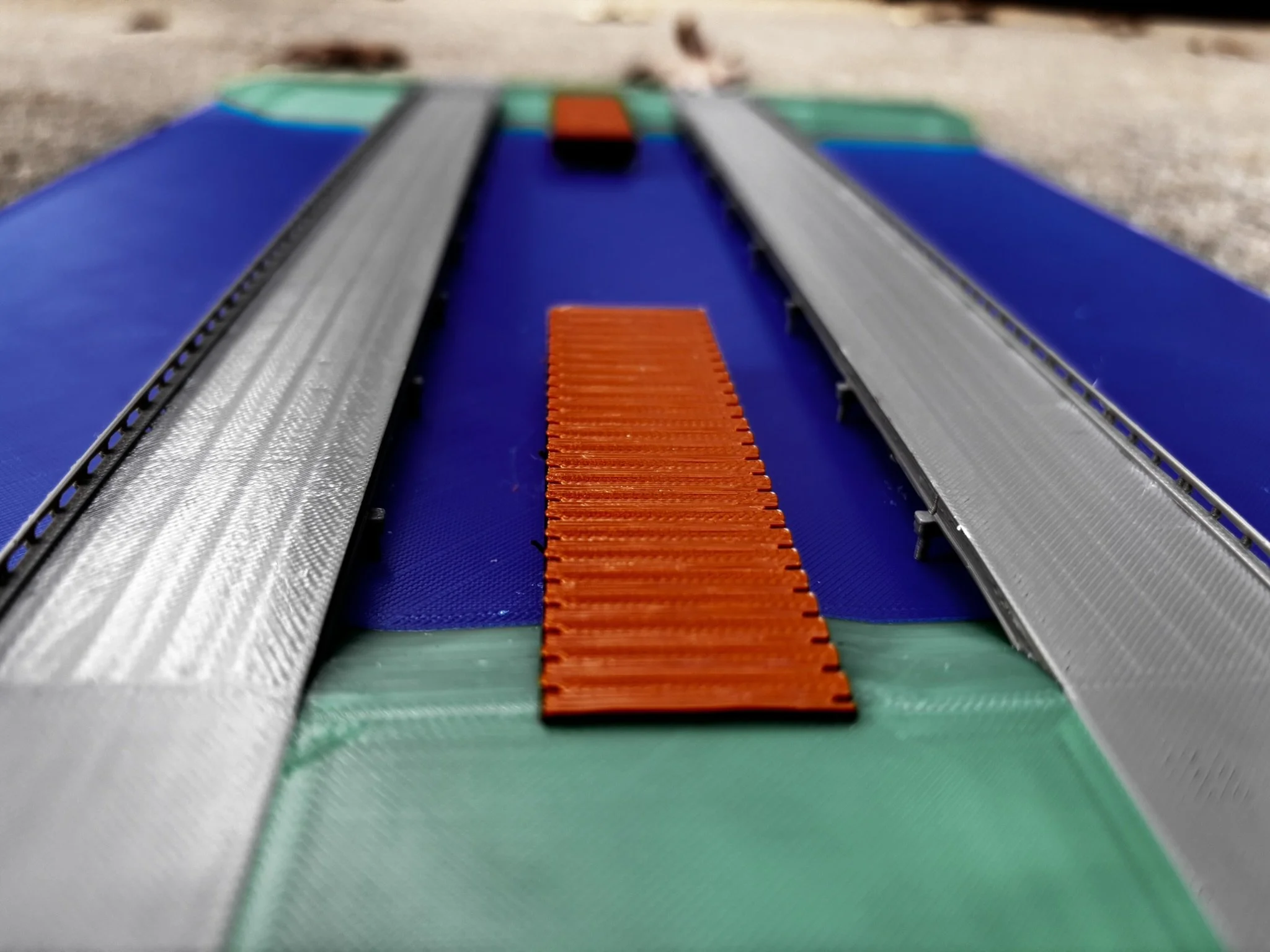 Close-up of temporary construction works for interstate bridge reconstruction.