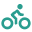 A shape of a person riding a bicycle.