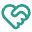 A pair of hands in a handshake in the shape of a heart