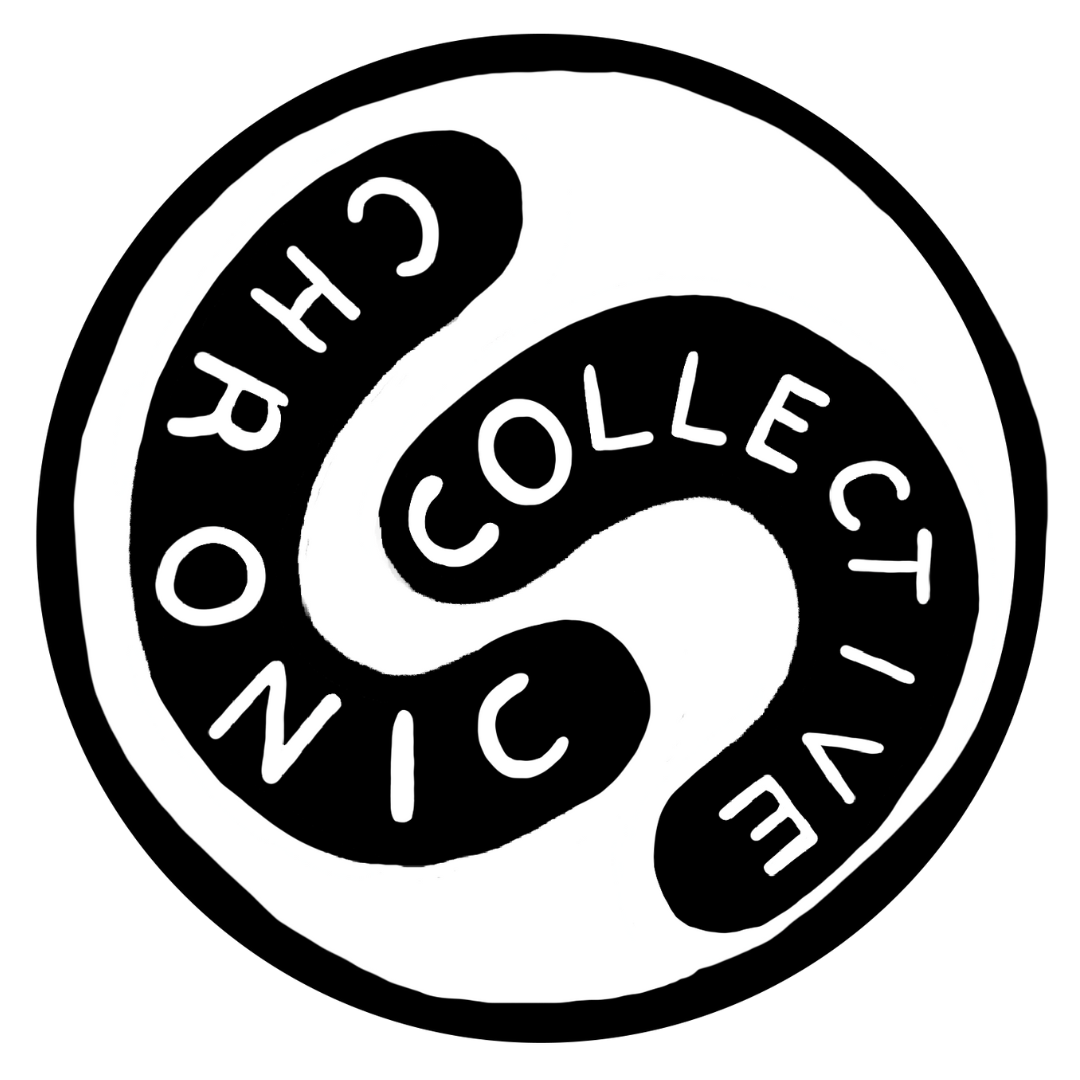 Black and white circular logo with the text "Chronic" and "Collective" arranged around a stylized, swirling design.
