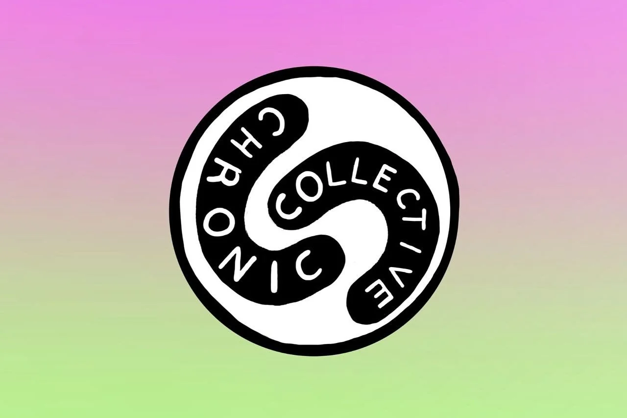 A black and white circular logo with the words 'Chronic' and 'Collective arranged in a swirling pattern.