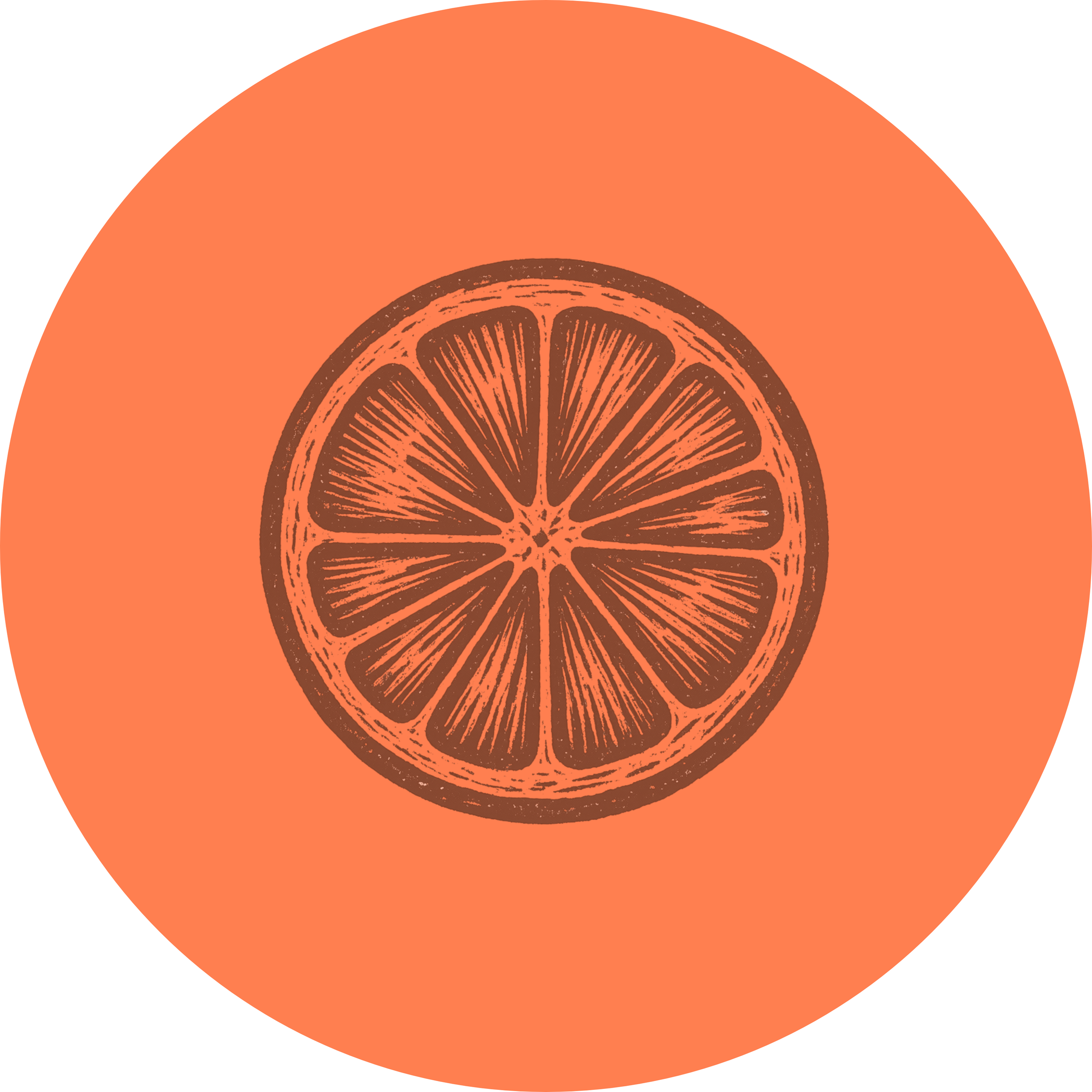 Illustration einer Zitrone im Comic-Stil auf orangem Hintergrund.