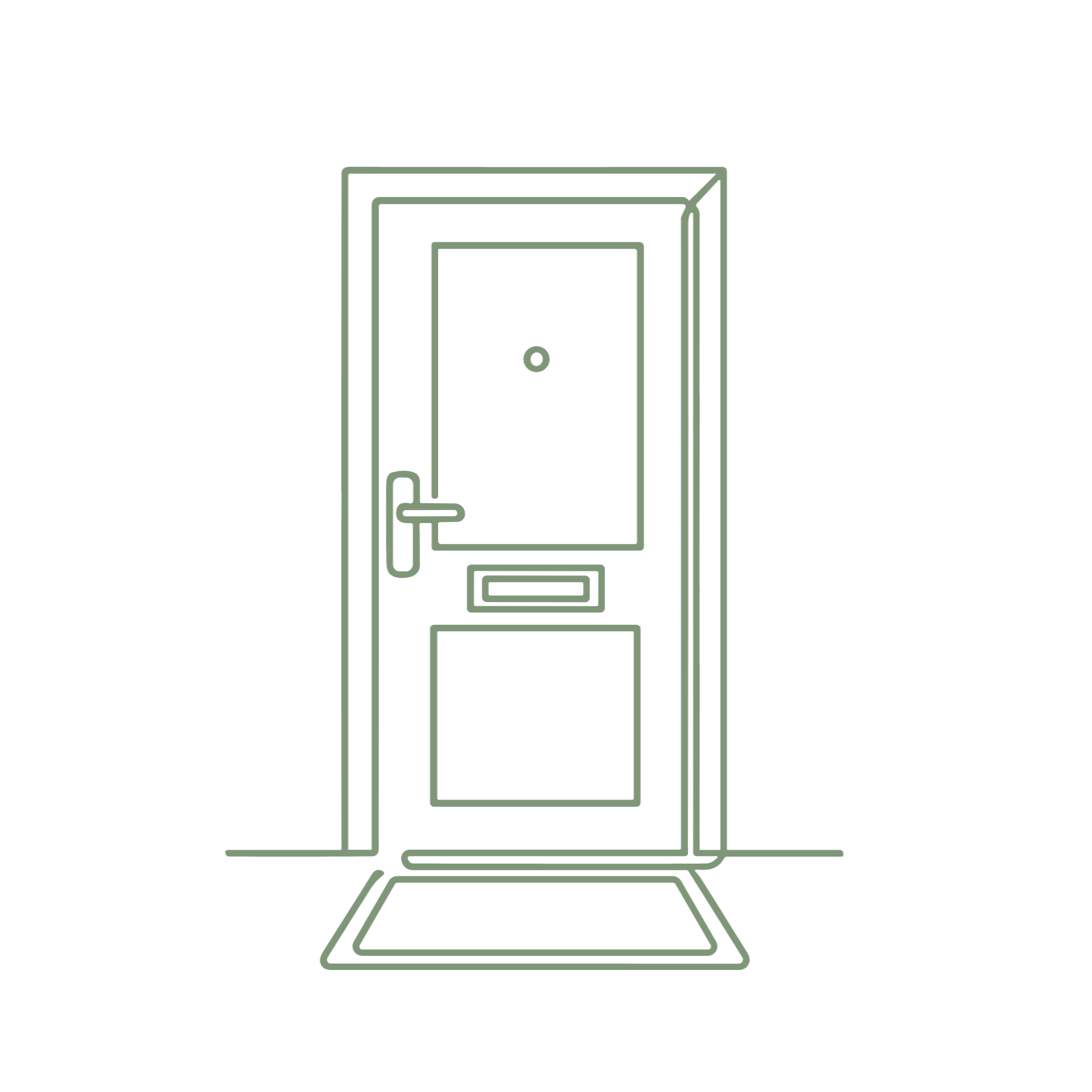 Line drawing of a vending machine with a keypad, a slot, and a door, set against a black background.
