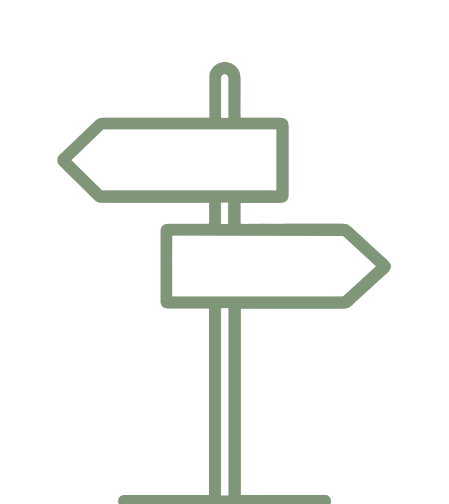 A signpost with two arrows pointing in opposite directions, one to the left and one to the right, on a black background.