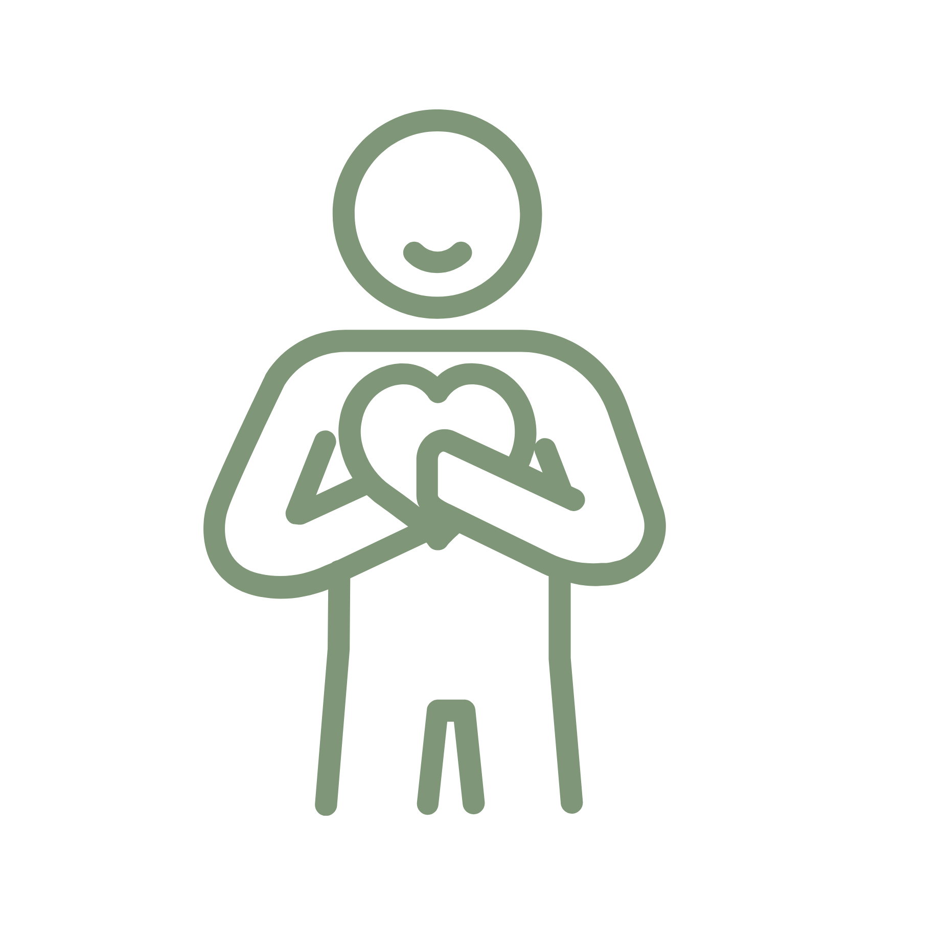 Line drawing of a person holding a baby in their arms. Both figures are outlined in a simple, minimalist style.