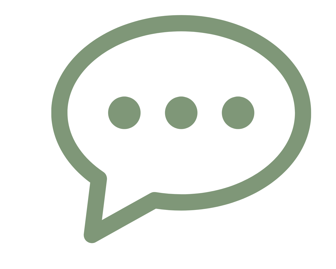 Gray speech bubble icon with three dots inside.