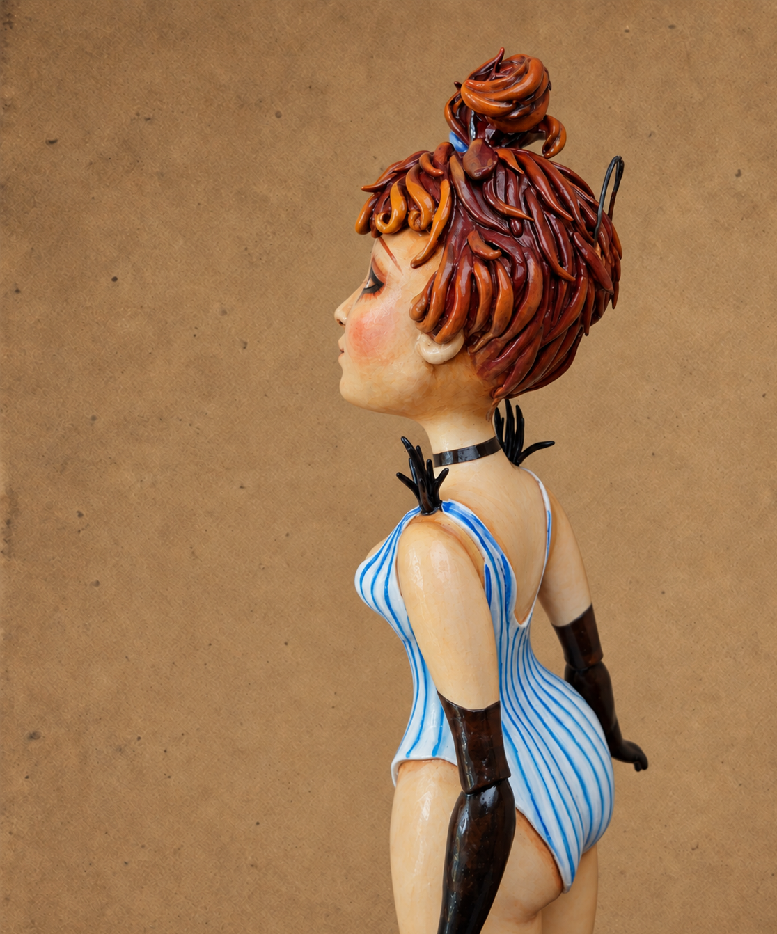 Lulu, One-of-a-kind mixed-media figurative wall sculpture by Natalia Chebotar, Cabaret Collection