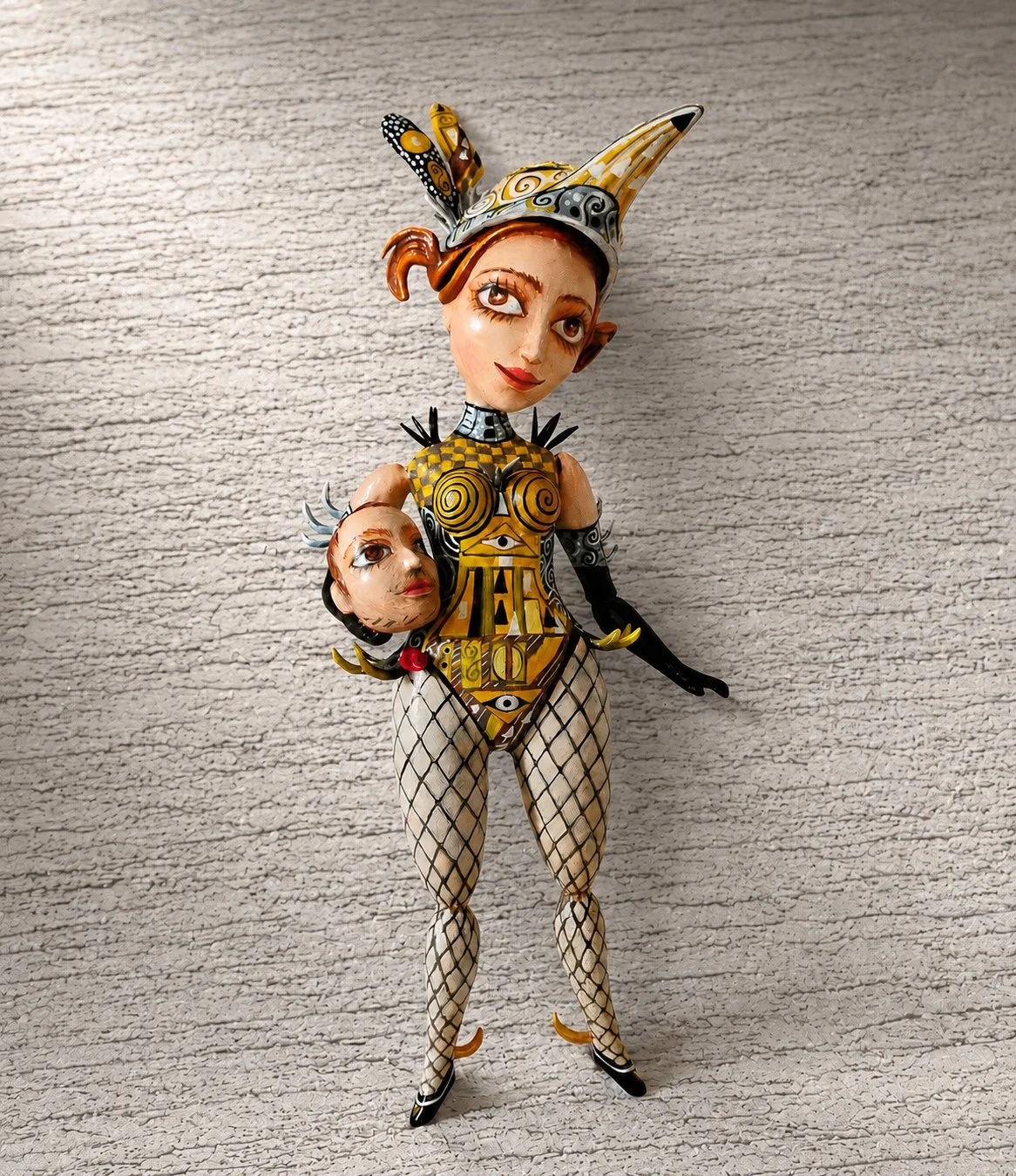 Pretty Girl, One-of-a-kind mixed-media figurative wall sculpture by Natalia Chebotar, Pretty Girl Collection