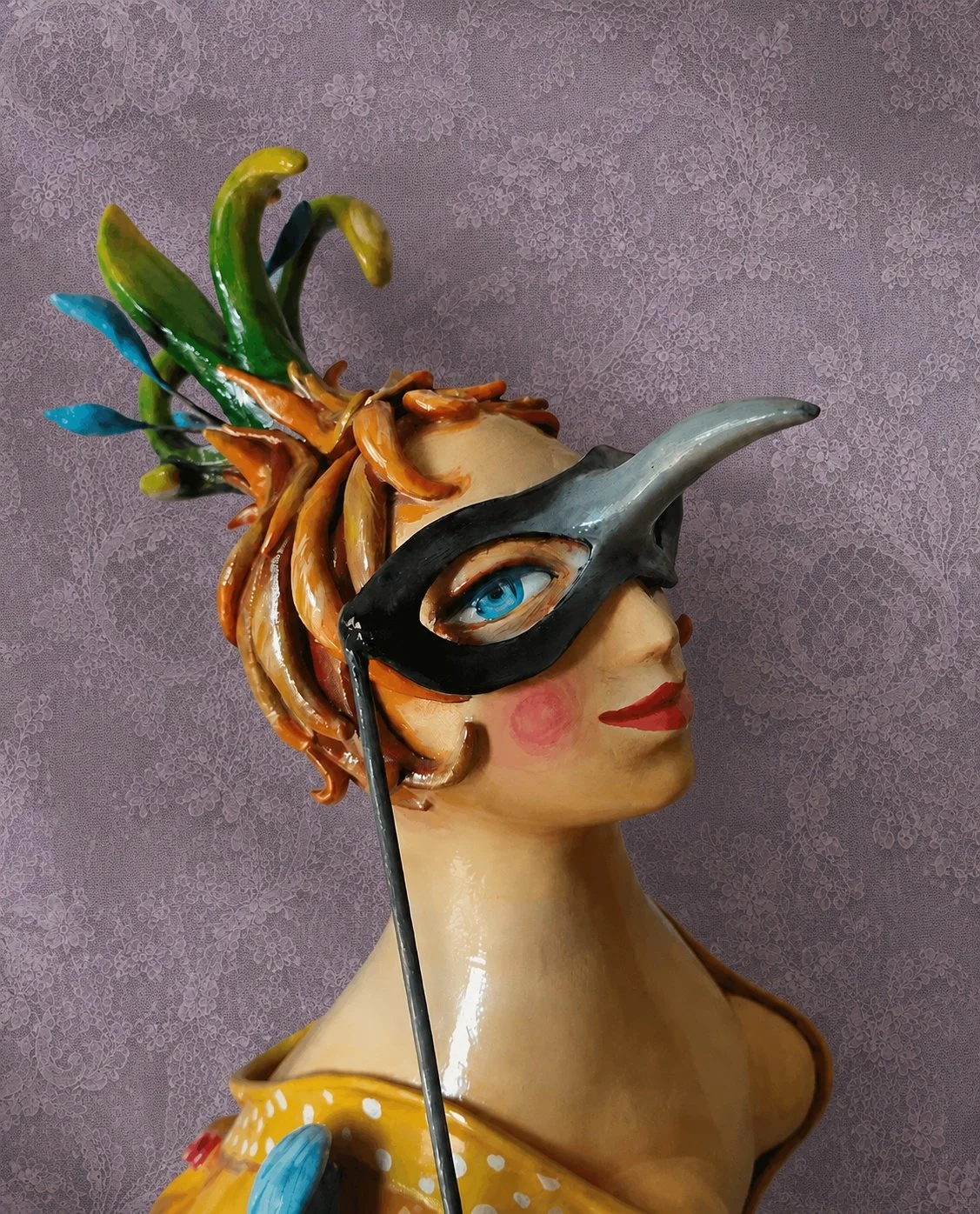 Carnival, One-of-a-kind mixed-media figurative freestanding sculpture by Natalia Chebotar, Ladies and 
Gentlemen Collection