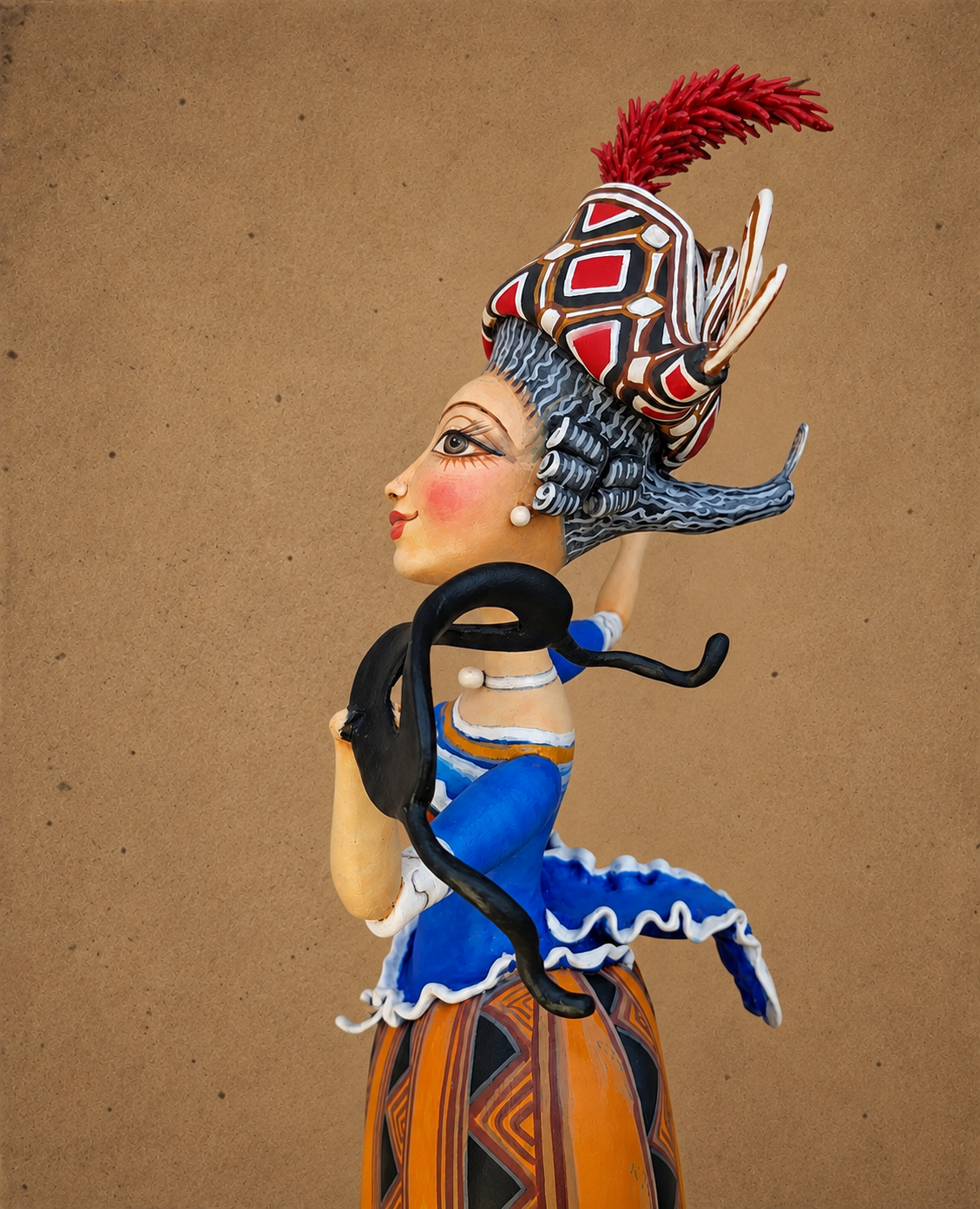 La Franceschina, One-of-a-kind mixed-media figurative wall sculpture by Natalia Chebotar, Dell'Arte Collection