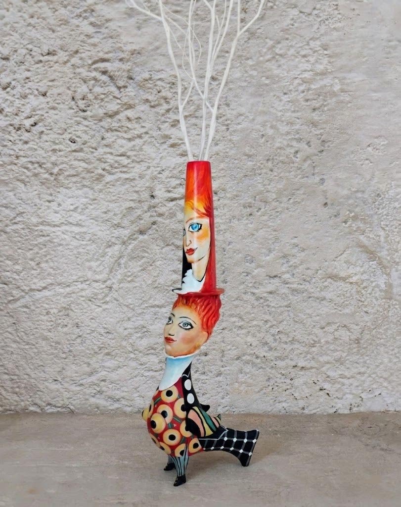 Do You Like Brahms? One-of-a-kind mixed-media figurative freestanding sculptural vase by Natalia Chebotar