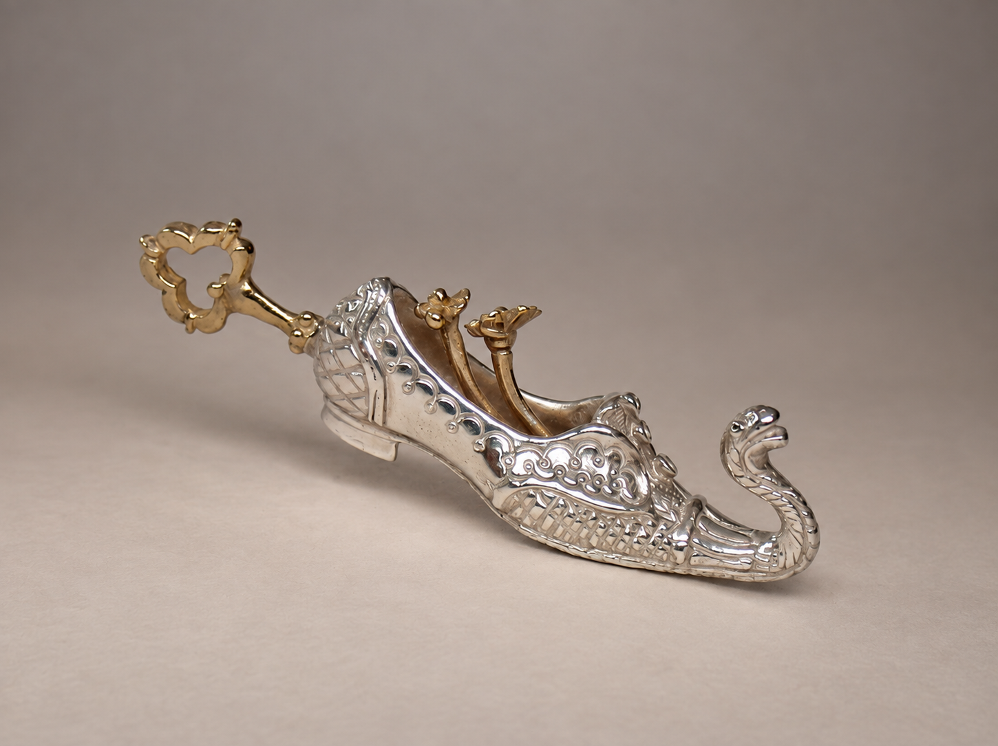 Magic Shoe, One-of-a-kind 18K Gold and Sterling Silver Pendant by Natalia Chebotar