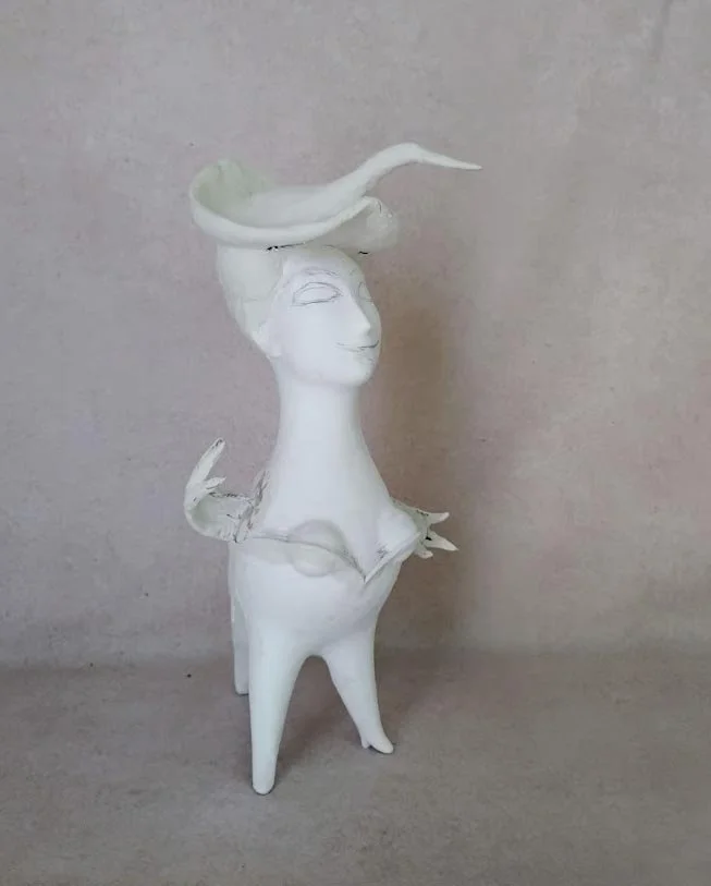 One-of-a-kind mixed-media figurative freestanding sculpture by Natalia Chebotar