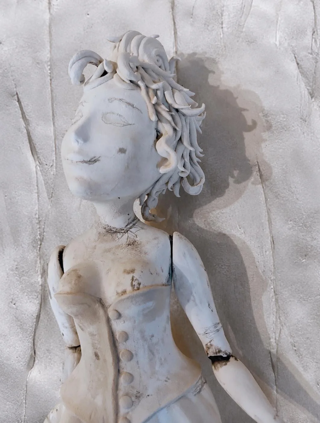 One-of-a-kind mixed-media figurative wall sculpture by Natalia Chebotar