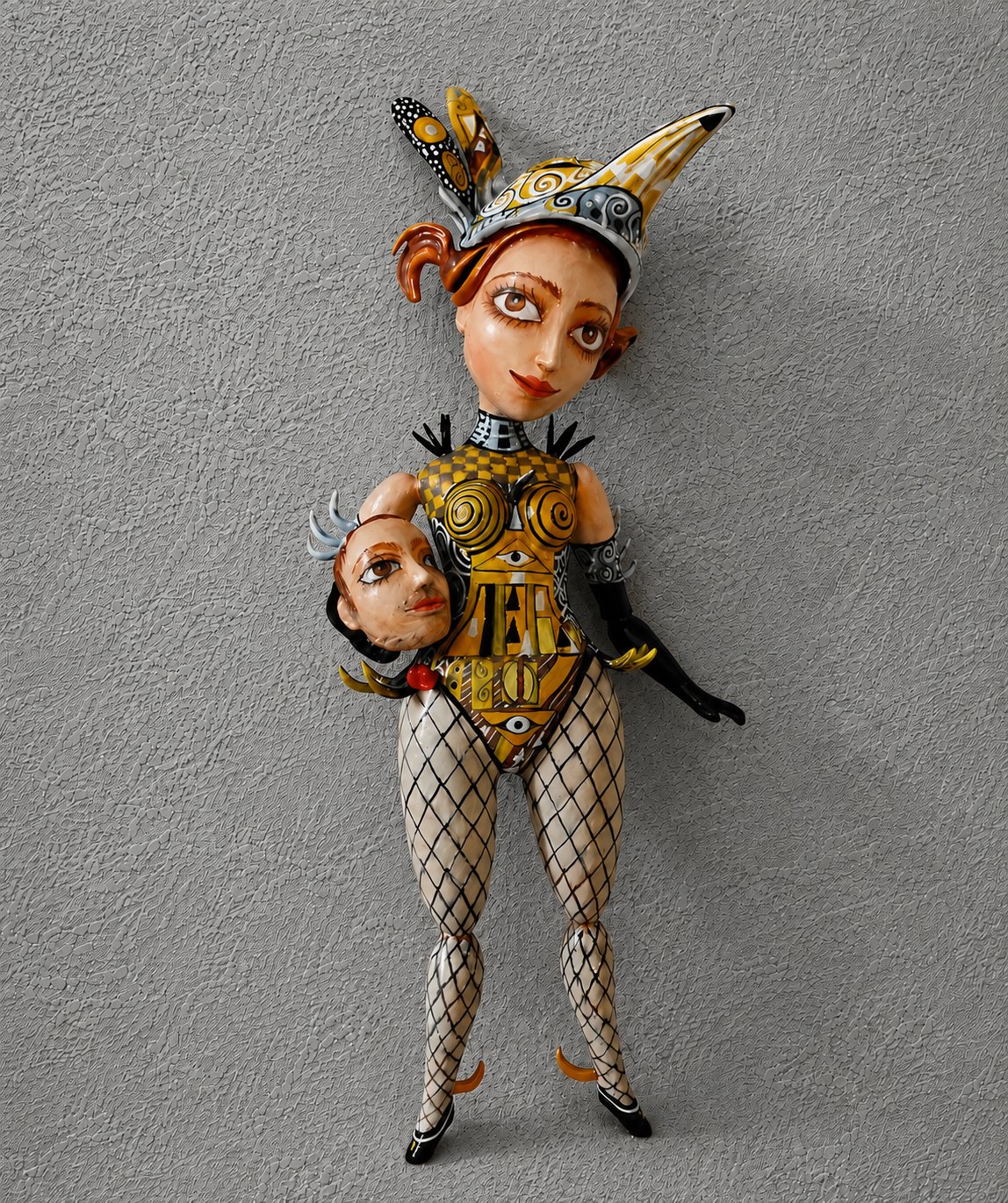 Pretty Girl, One-of-a-kind mixed-media figurative wall sculpture by Natalia Chebotar, Pretty Girl Collection