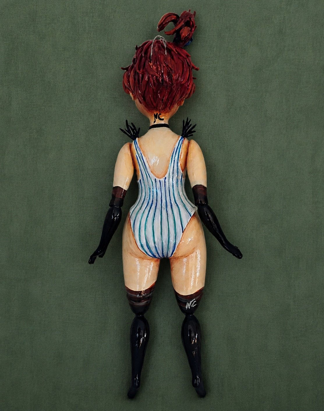 Lulu, One-of-a-kind mixed-media figurative wall sculpture by Natalia Chebotar, Cabaret Collection