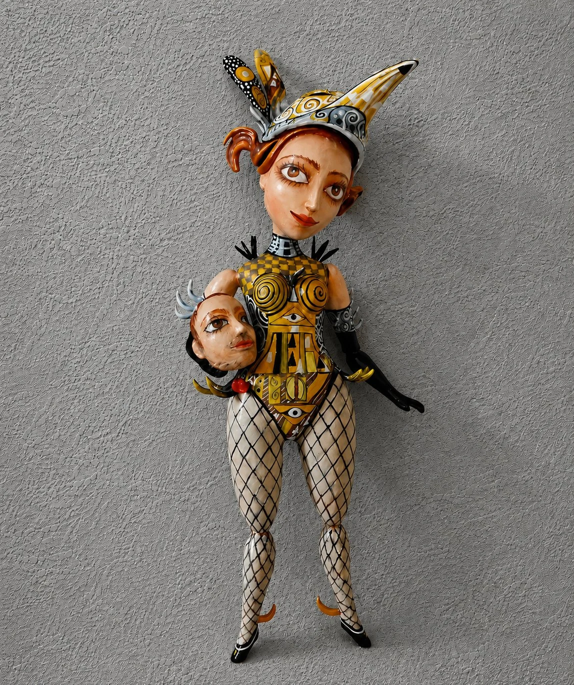 Pretty Girl, One-of-a-kind mixed-media figurative wall sculpture by Natalia Chebotar, Pretty Girl Collection
