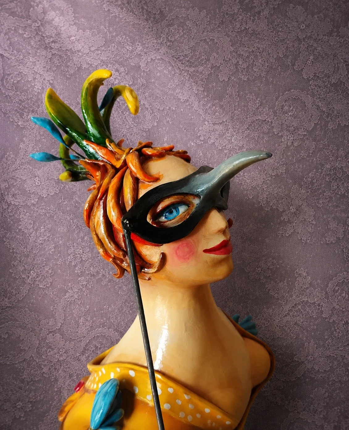 Carnival, One-of-a-kind mixed-media figurative freestanding sculpture by Natalia Chebotar, Ladies and 
Gentlemen Collection
