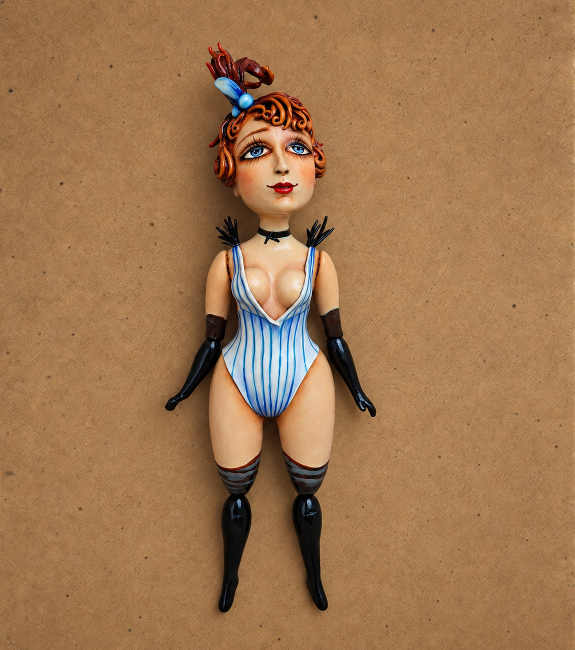 Lulu, One-of-a-kind mixed-media figurative wall sculpture by Natalia Chebotar, Cabaret Collection