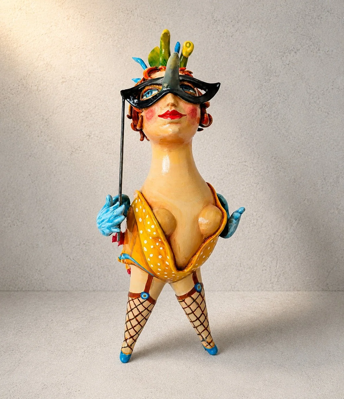 Carnival, One-of-a-kind mixed-media figurative freestanding sculpture by Natalia Chebotar, Ladies and 
Gentlemen Collection
