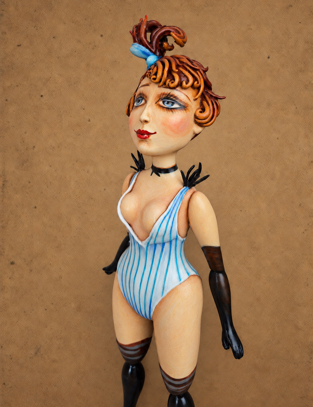 Lulu, One-of-a-kind mixed-media figurative wall sculpture by Natalia Chebotar, Cabaret Collection